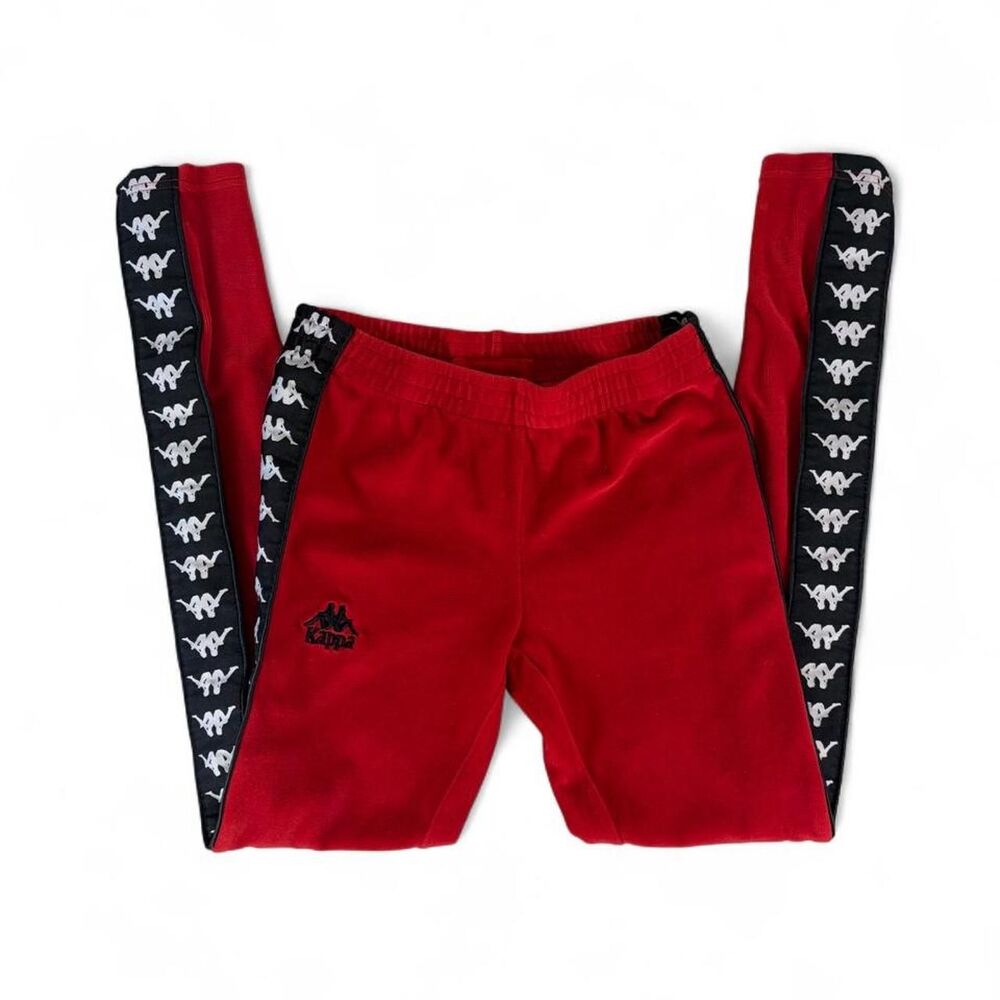 Kappa velour side stripe track pants